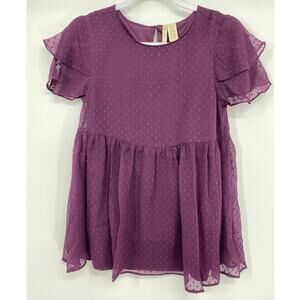 Japna Womens Purple Short Sleeve Lined Blouse Shirt Top NEW Size Small
